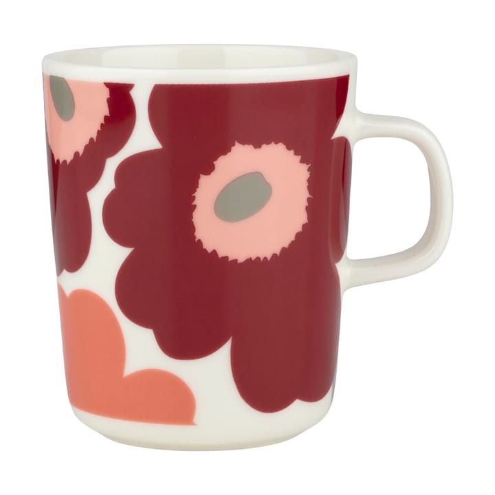 Taza Unikko 25 cl, White-dark cherry-salmon red Marimekko