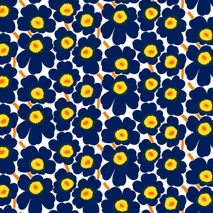 Tela de algodón Pieni Unikko - blanco-azul-amarillo - Marimekko