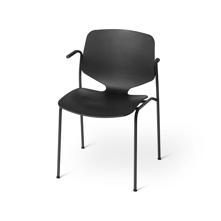 Silla con reposabrazos Nova Sea, Black, estructura de acero negro Mater