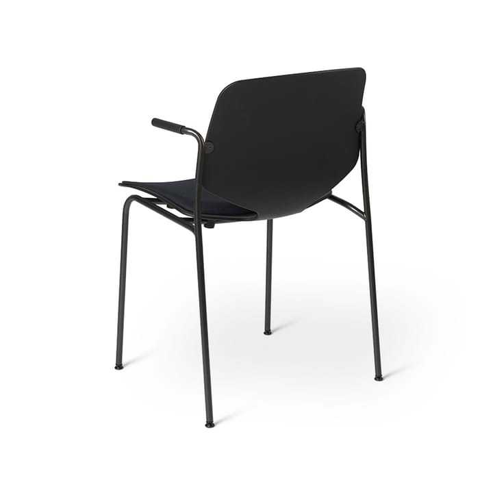 Silla con reposabrazos Nova Sea, Tela cura 60111 black, estructura de acero negro Mater