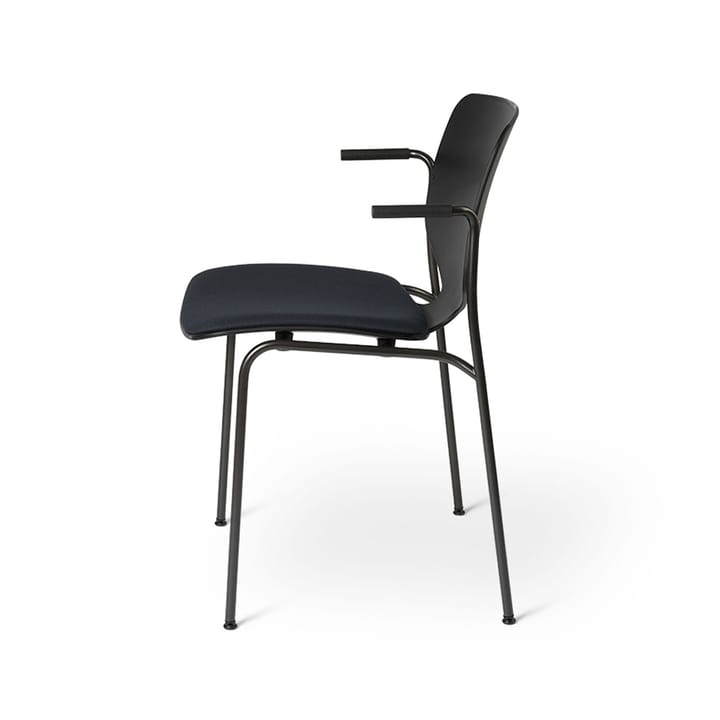 Silla con reposabrazos Nova Sea, Tela cura 60111 black, estructura de acero negro Mater