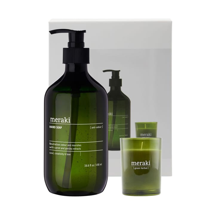 Set de regalo Meraki jabón de manos y vela perfumada - Anti-olor-green herbal - Meraki