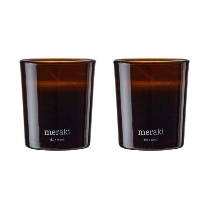 Velas perfumadas 12 horas Meraki 12, 2-pack - Dark wood - Meraki