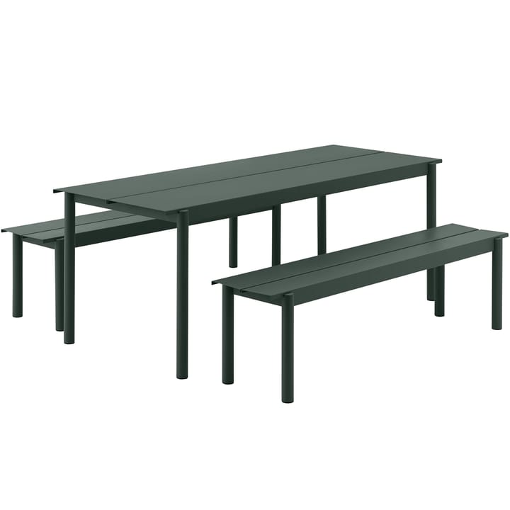 Banco de acero Linear steel bench 170 cm, Dark green Muuto