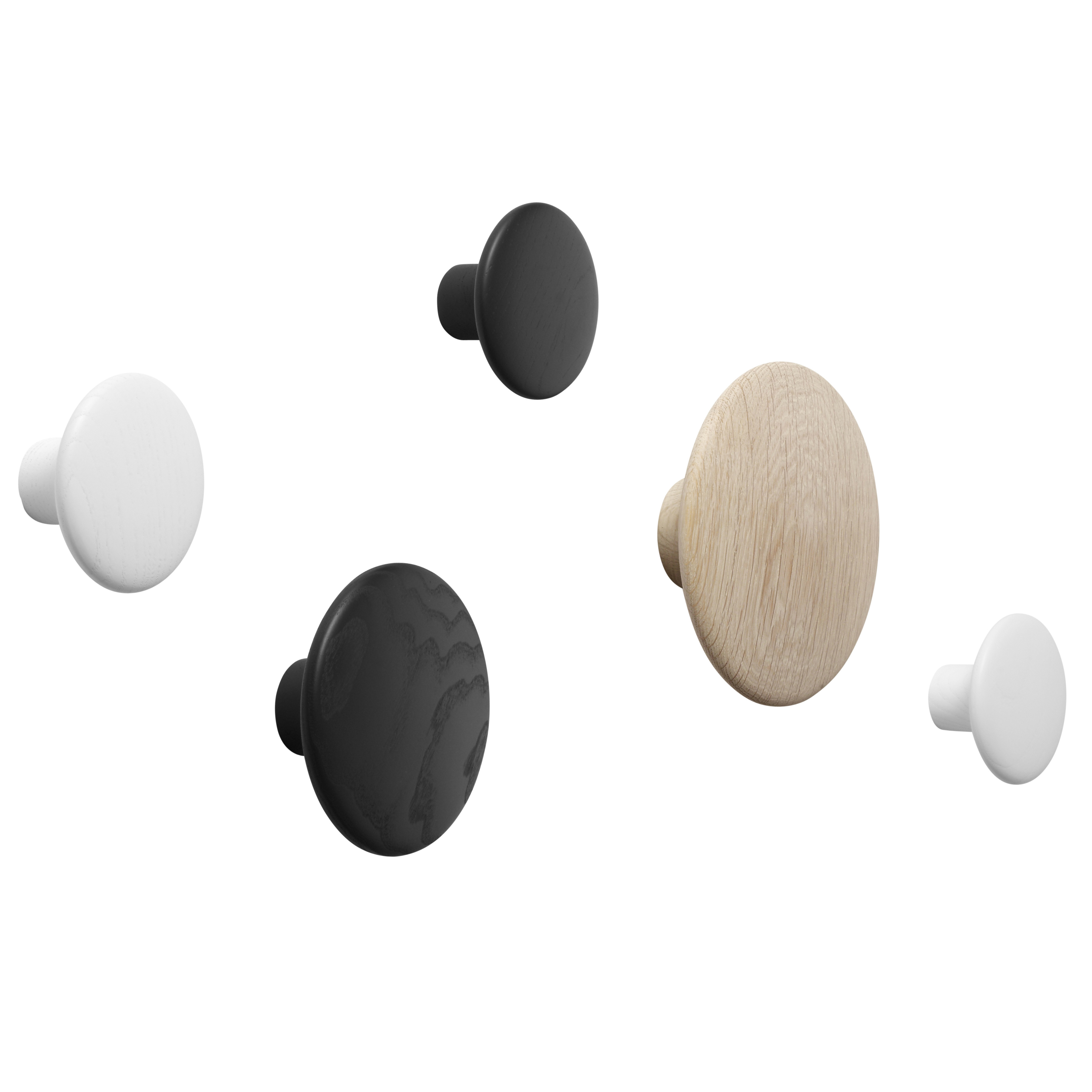 Set de 5 colgadores de pared The Dots, roble