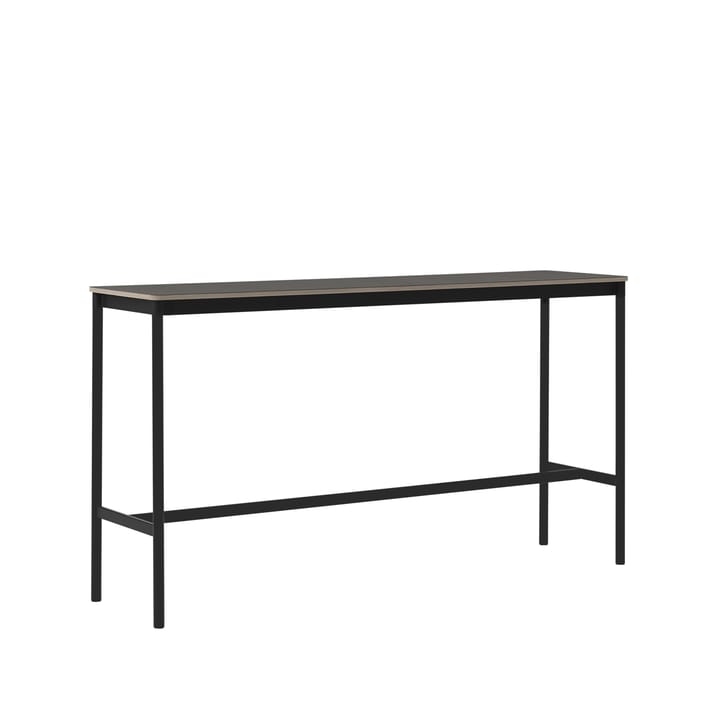 Mesa de bar Base High, Black linoleum, base negra, canto de plywood, ancho50 l190 a105 Muuto