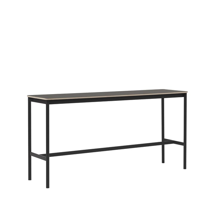 Mesa de bar Base High, Black linoleum, base negra, canto de plywood, ancho50 l190 a95 Muuto