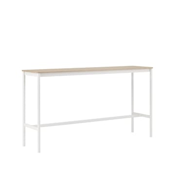 Mesa de bar Base High - Oak, base blanca, borde de madera contrachapada, w50 l190 h105 - Muuto