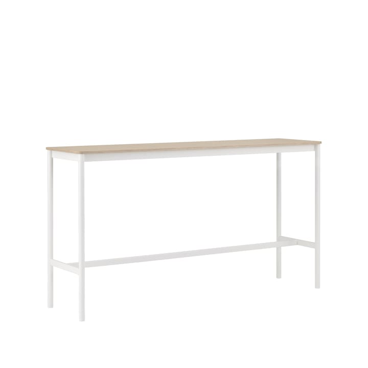 Mesa de bar Base High, Oak, base blanca, borde de madera contrachapada, w50 l190 h105 Muuto