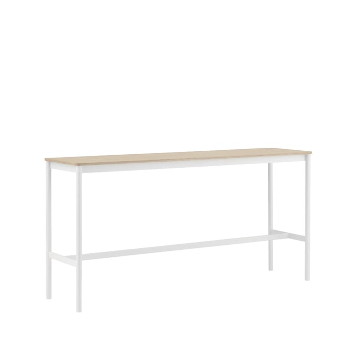 Mesa de bar Base High, Oak, base blanca, borde de madera contrachapada, w50 l190 h95 Muuto