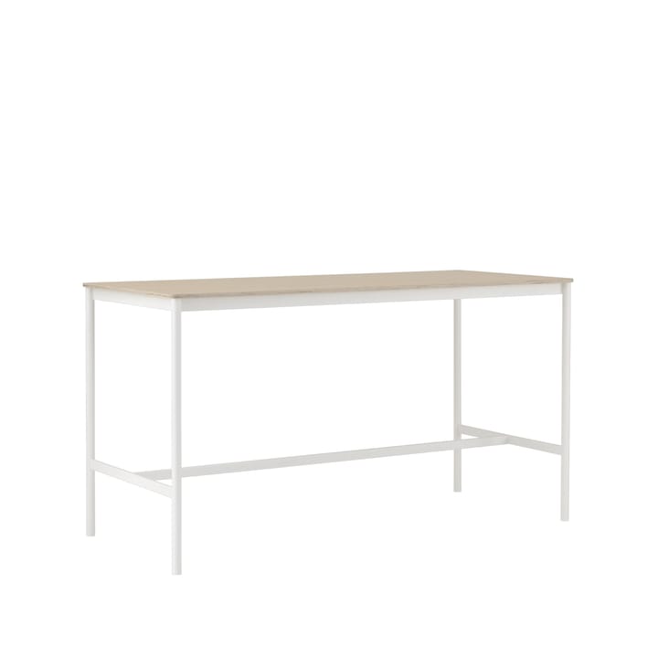 Mesa de bar Base High, Oak, base blanca, borde de madera contrachapada, w85 l190 h105 Muuto