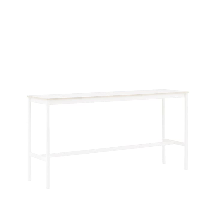 Mesa de bar Base High, White laminate, base blanca, borde de madera contrachapada, w50 l190 h95 Muuto