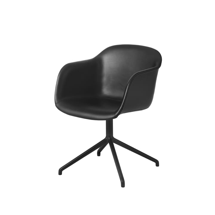 Silla de oficina Fiber armchair swivel base with return - Black leather-anthracite black - Muuto