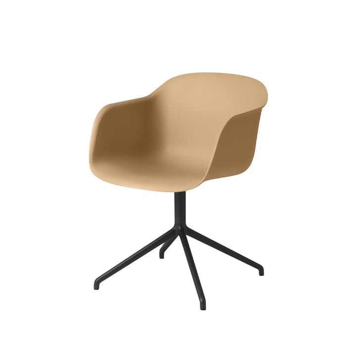 Silla de oficina Fiber armchair swivel base with return - Ochre-anthracite black - Muuto