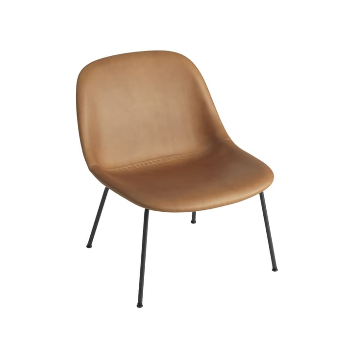 Silla Fiber Lounge con patas de acero - Refine leather cognac-Black - Muuto