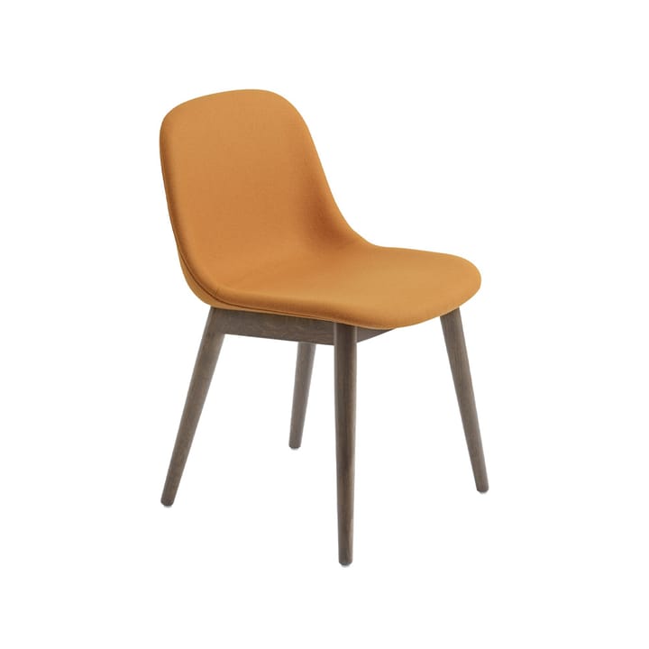 Silla Fiber patas madera - Tela hero 451 naranja, patas de roble teñidas de marrón - Muuto