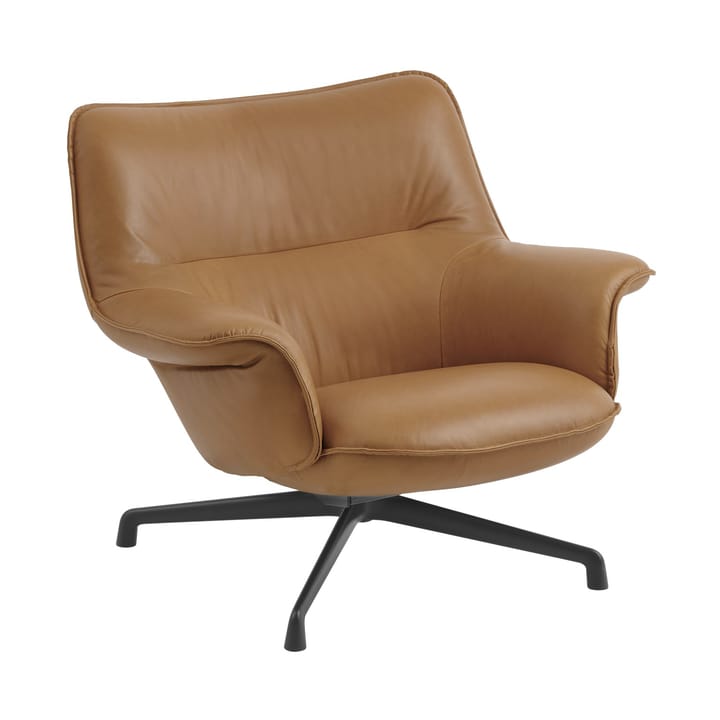 Sillón bajo Doze con base giratoria - Refine leather cognac-black - Muuto