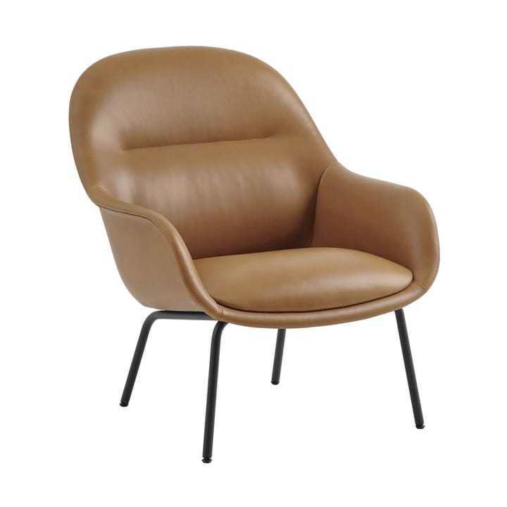 Sillón Fiber Lounge patas de acero - Refine leather cognac-black - Muuto