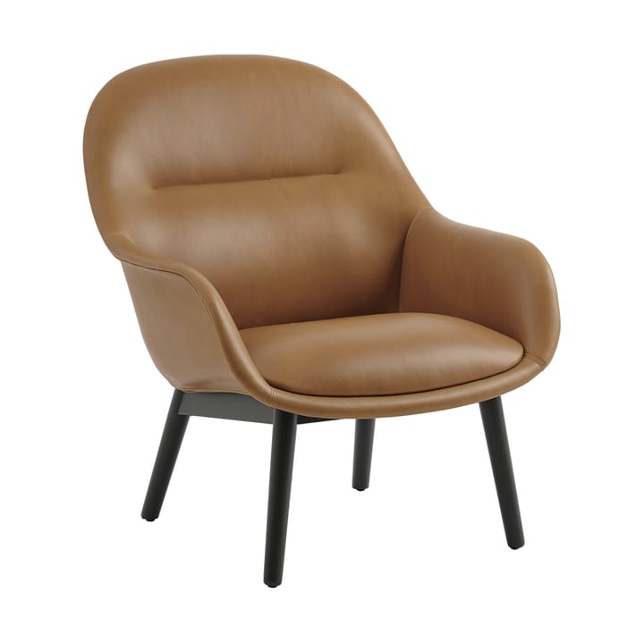 Sillón Fiber Lounge patas de roble - Refine leather cognac-black - Muuto