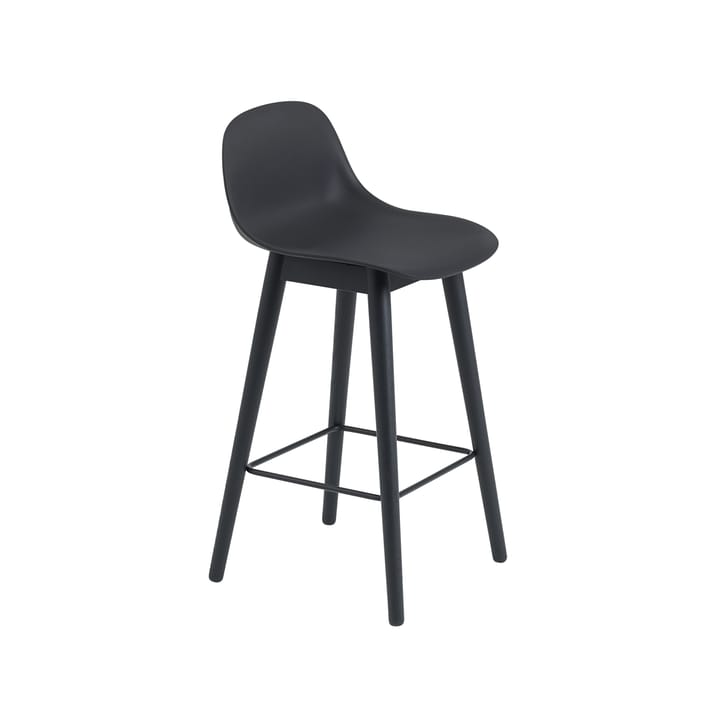 Taburete bar con respaldo Fiber 65 cm - Black-patas negras - Muuto