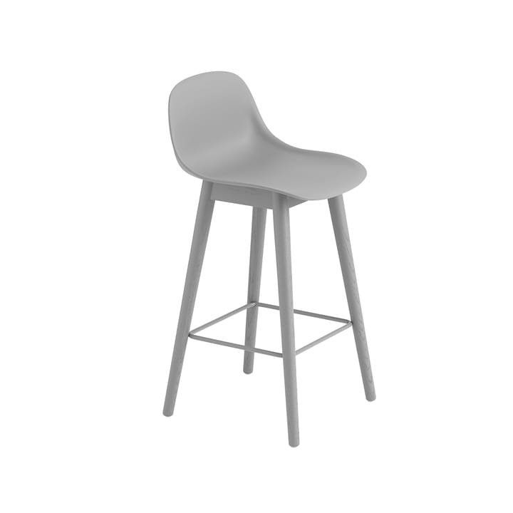 Taburete bar con respaldo Fiber 65 cm - Grey-patas grises - Muuto