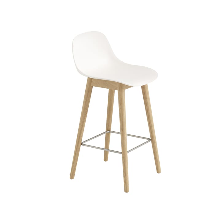 Taburete bar con respaldo Fiber 65 cm - Natural white-patas de roble - Muuto