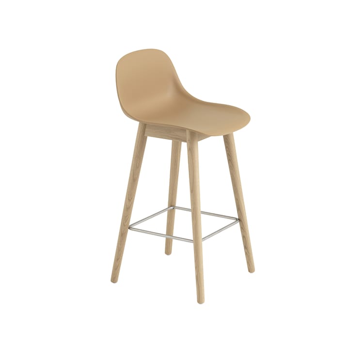 Taburete bar con respaldo Fiber 65 cm - Ochre-patas de roble - Muuto