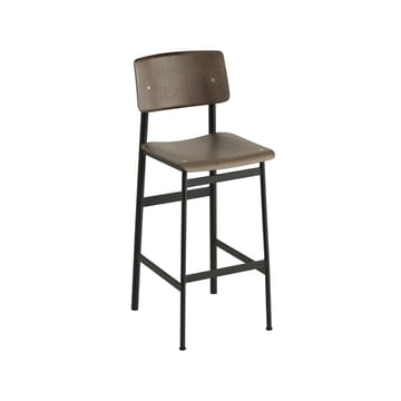 Taburete bar Loft - Stained dark brown, alto, base de acero en color negro - Muuto