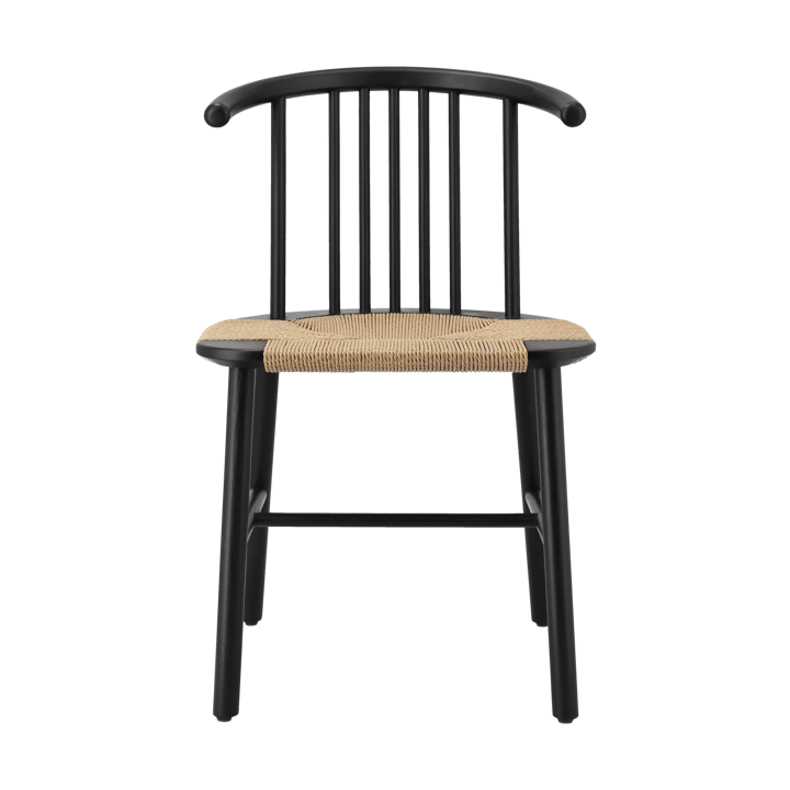 Silla de comedor VIOR asiento trenzado - Roble lacado en negro-natural - NJRD