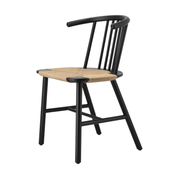 Silla de comedor VIOR asiento trenzado - Roble lacado en negro-natural - NJRD