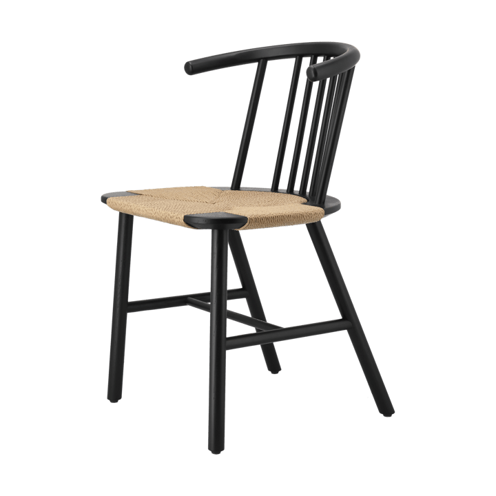 Silla de comedor VIOR asiento trenzado, Roble lacado en negro-natural NJRD