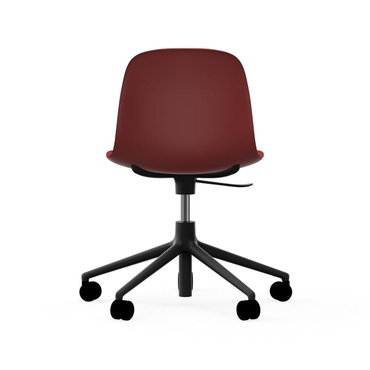 Silla de oficina Form chair swivel 5W, Rojo, aluminio negro, ruedas Normann Copenhagen