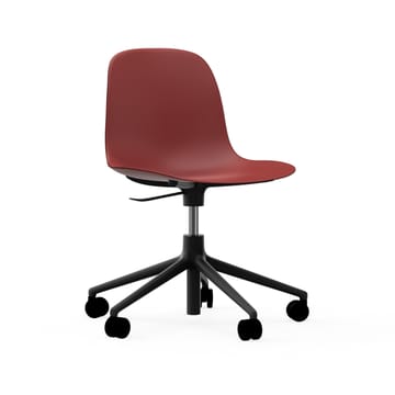 Silla de oficina Form chair swivel 5W - Rojo, aluminio negro, ruedas - Normann Copenhagen