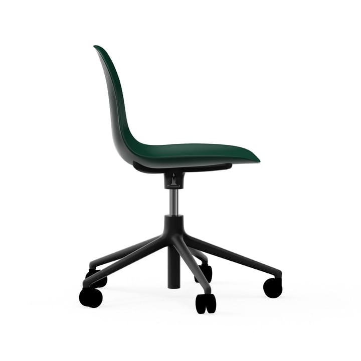 Silla de oficina Form chair swivel 5W, Verde, aluminio negro, ruedas Normann Copenhagen