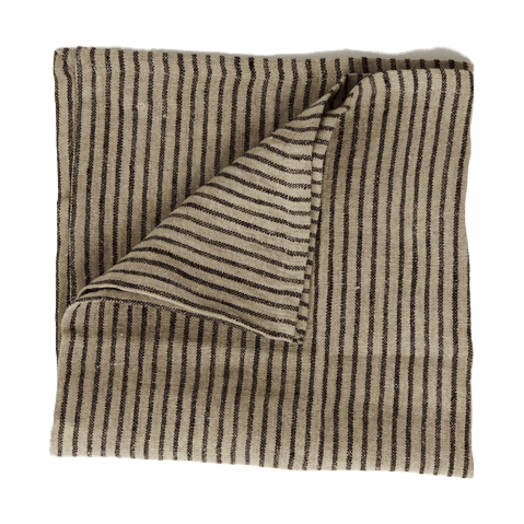 Servilleta de lino Stripe 45x45 cm - Arena negra - Olsson & Jensen