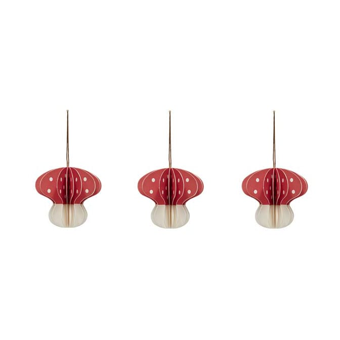 Adorno Christmas Mushroom, 3-pack - Red-white - OYOY