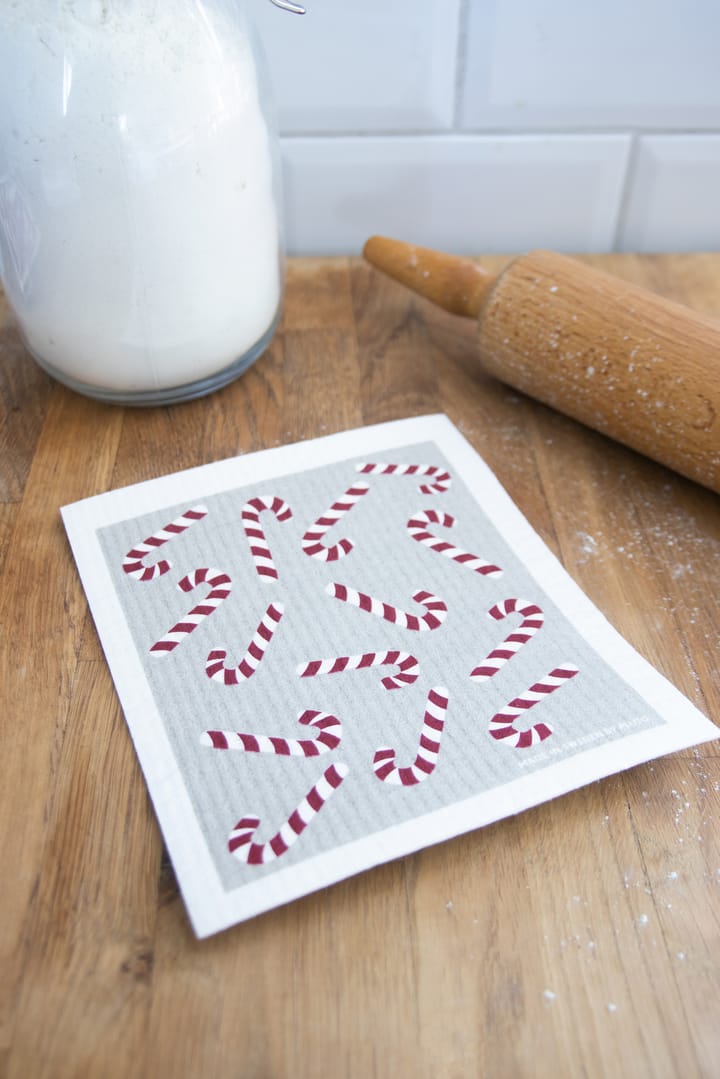 Bayeta de cocina Candy cane 17x20 cm, Blanco-gris-rojo Pluto Design