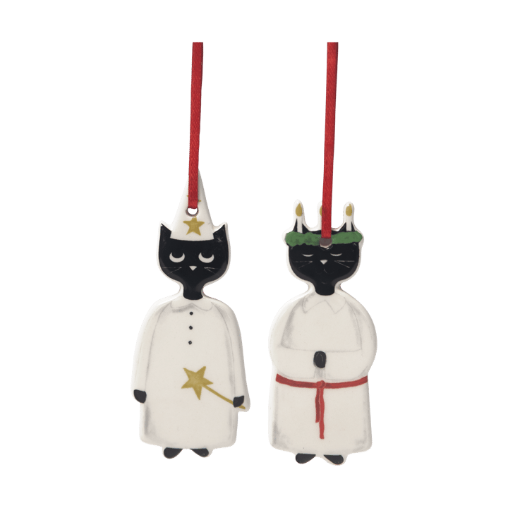 Set de 2 colgantes de Navidad Christmas cats - Negro-blanco - Pluto Design