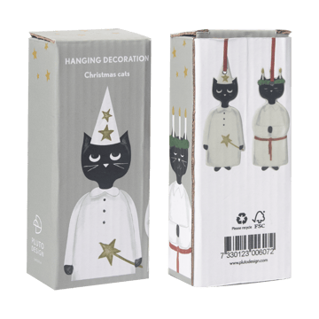 Set de 2 colgantes de Navidad Christmas cats - Negro-blanco - Pluto Design