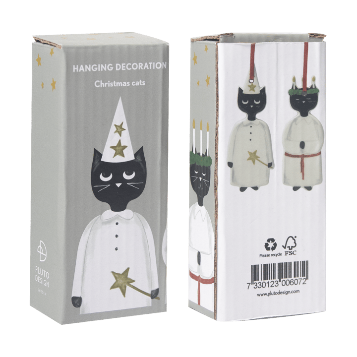 Set de 2 colgantes de Navidad Christmas cats, Negro-blanco Pluto Design