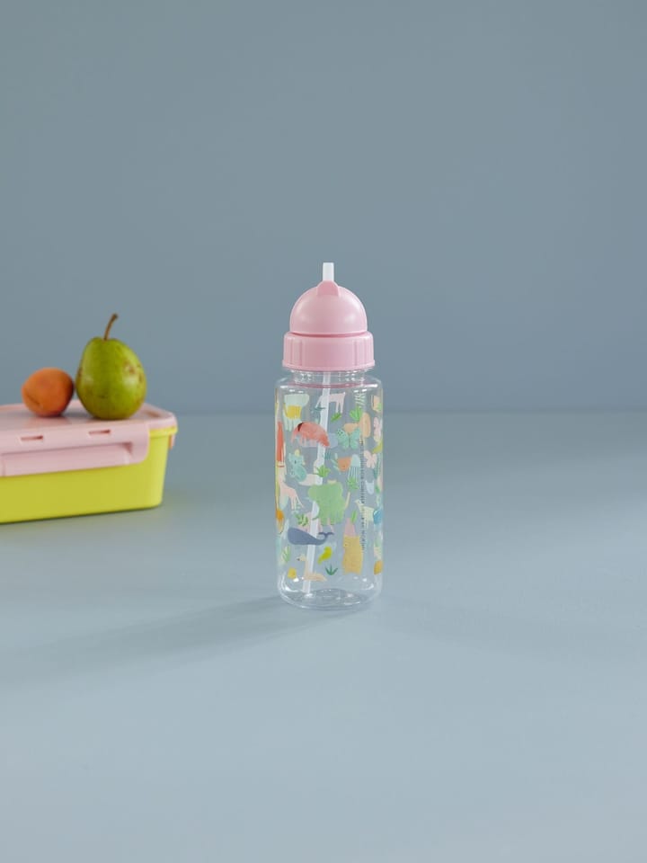 Botella de agua infantil Rice 45 cl - Estampado Jungla Dulce - Rosa Suave - RICE