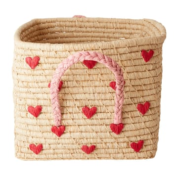 Cesta con asas Rice rafia 30x30 cm - Red hearts - RICE