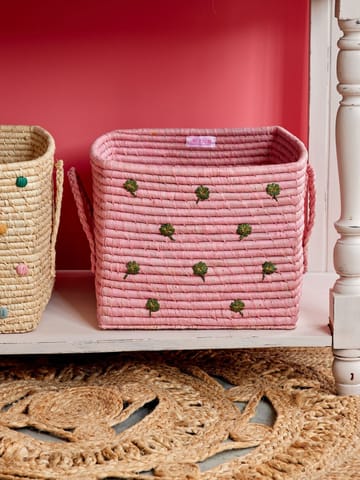 Cesta con asas Rice rafia 30x30 cm - Rosa - RICE