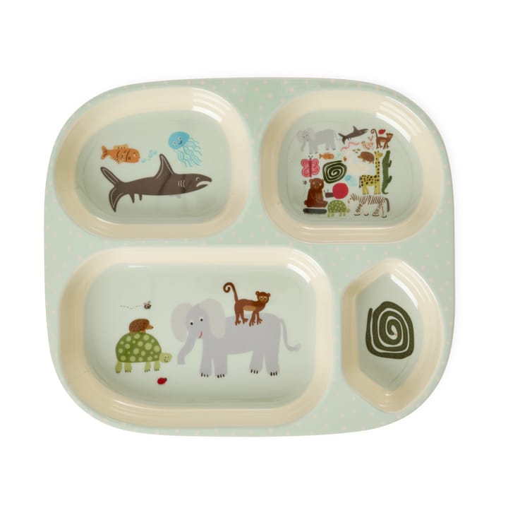 Plato infantil Rice wildlife 4 compartimentos, Mint RICE