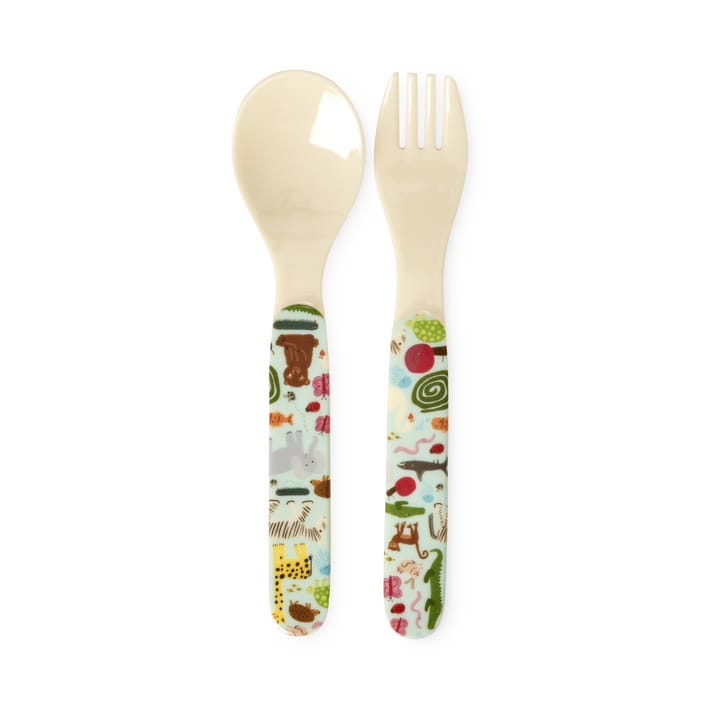 Set de cubiertos infantil Rice wildlife, 2 piezas, Mint RICE