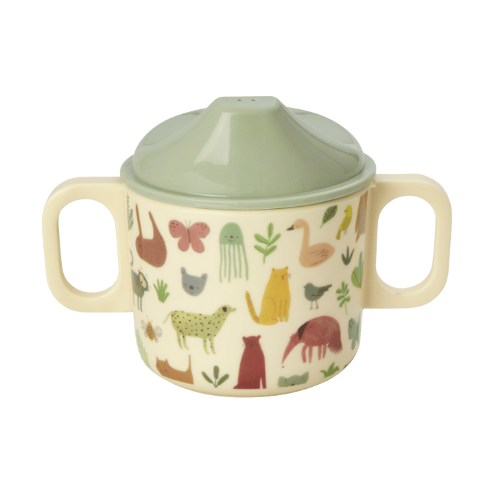 Taza infantil con dos asas Rice 20 cl - Estampado Jungla Dulce -Crema - RICE