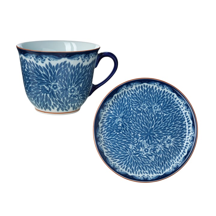 Taza 40 cl y platillo Ø20 cm Ostindia Floris - Azul
 - Rörstrand