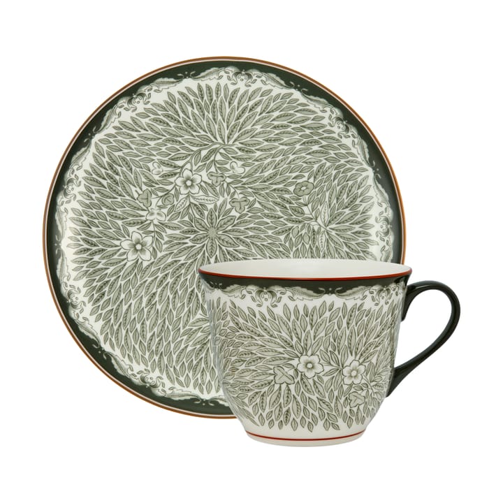 Taza 40 cl y platillo Ø20 cm Ostindia Floris - Verde
 - Rörstrand