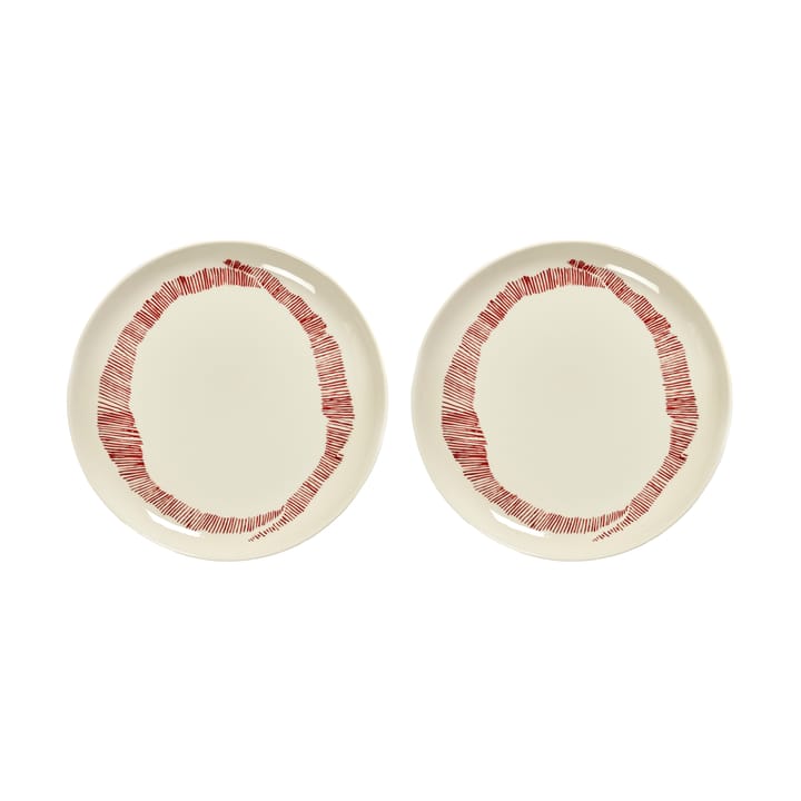 2 Platos Ottolenghi Feast M Ø22,5 cm - White stripes-red - Serax