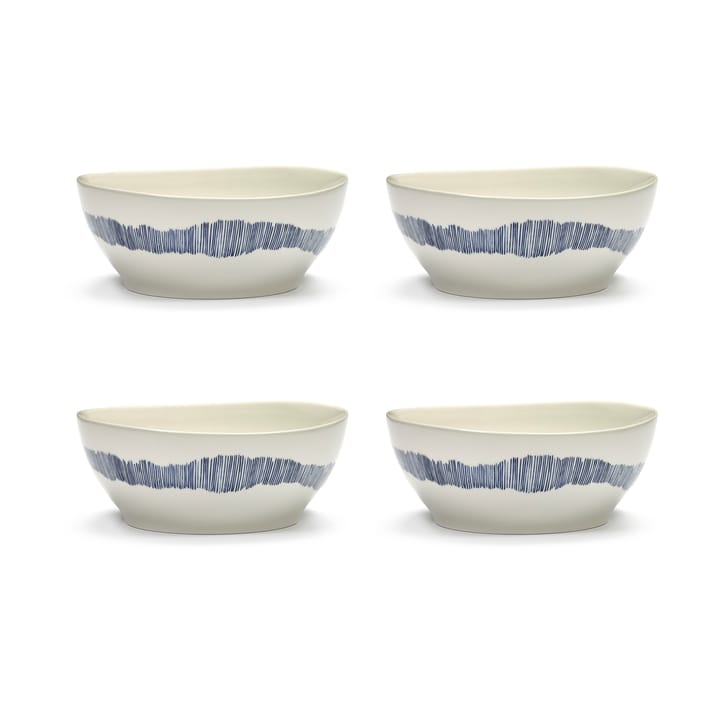 Set de 4 boles Ottolenghi Feast L Ø17 cm - White-stripes blue - Serax